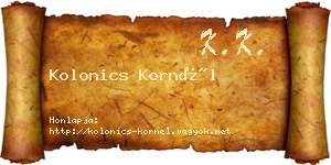 Kolonics Kornél névjegykártya